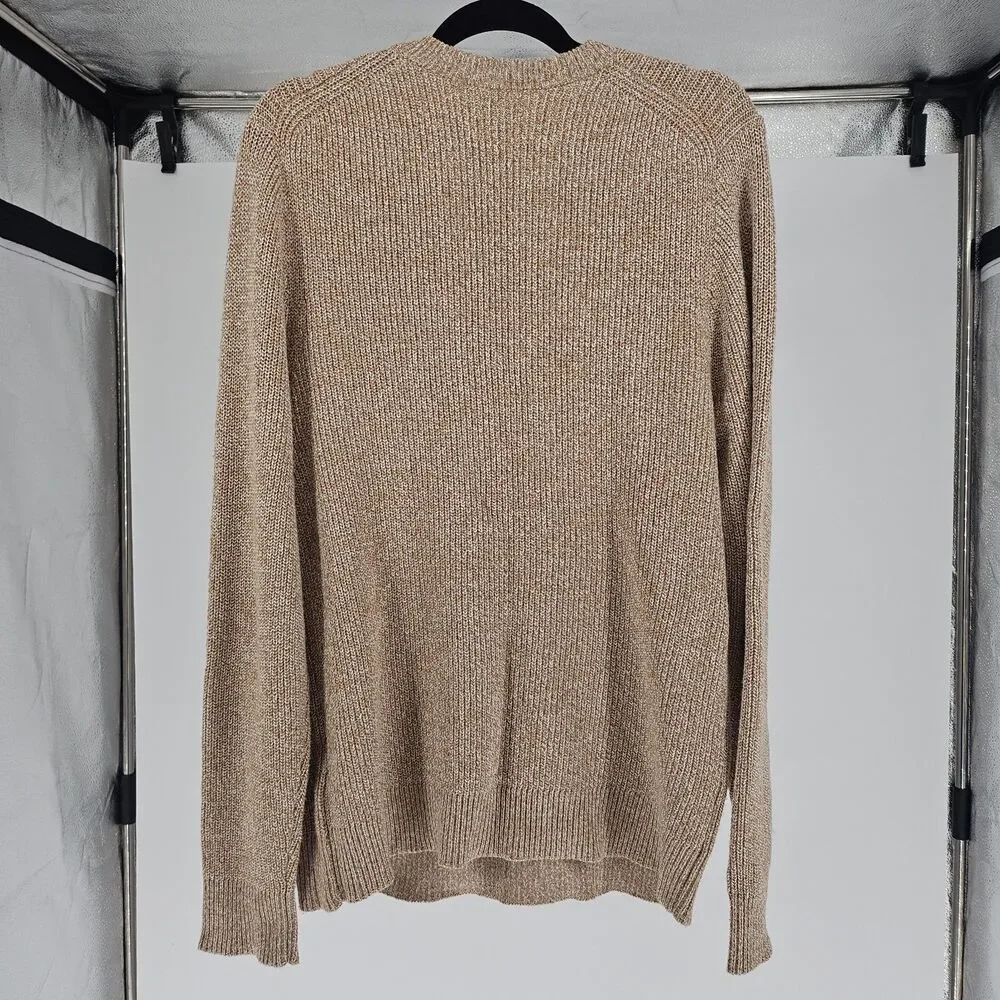 J.Crew Men's Crewneck Sweater M Heather Brown Viscose Modal Textured Raglan NWT